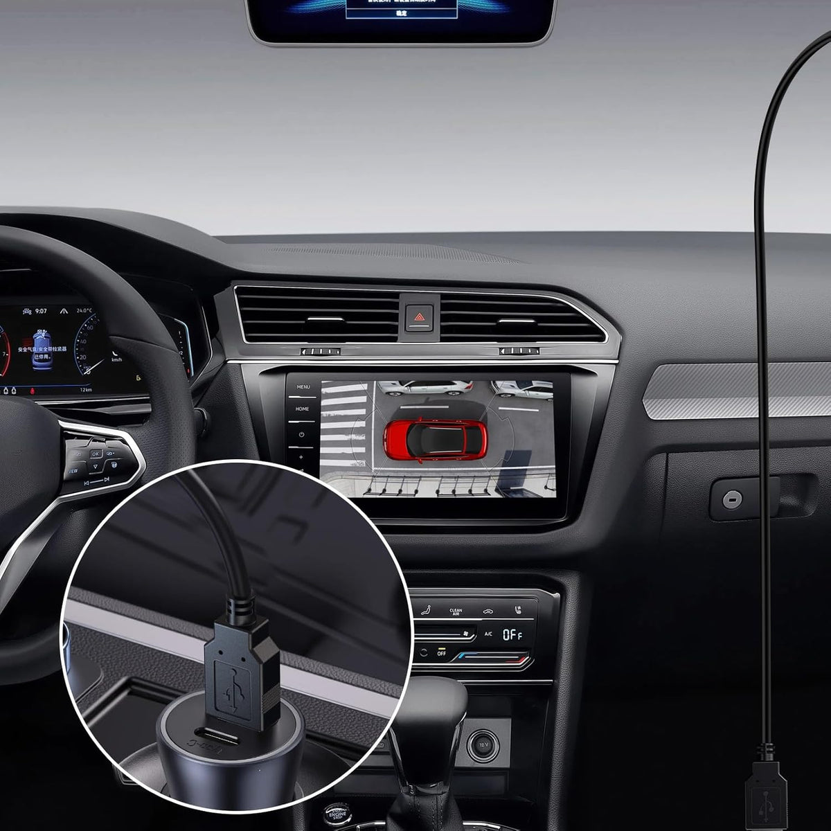 90-Degree 11.5ft weishan USB C Dash Cam Power Cord, USB to USB-C Charging Cable for Dashcam Rear View Mirror Camera