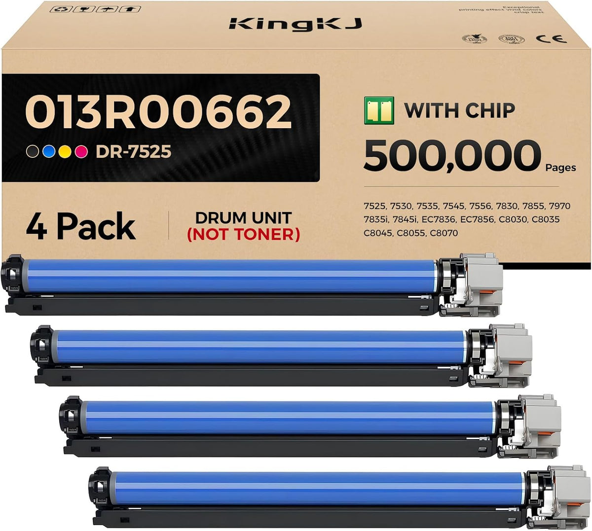 013R00662 Drum Unit Set 4-Pack Black Cyan Magenta Yellow Replacement for Xerox Workcentre 7525 7530 7535 7545 7556 7830 7855 7970 7835i 7845i AltaLink C8030 C8035 C8045 C8055 C8070 Printer Image-Drum