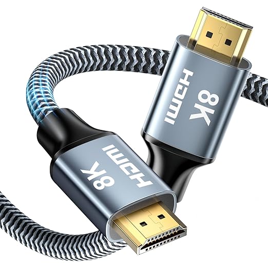 CABNEER 8K HDMI Cable 3 ft, 48Gbps High Speed HDMI 2.1 Cable, Braided HDMI Cable 2.1 8K 60Hz 4K 120Hz Support for HDR eARC HDCP 2.2/2.3, HDMI Cord Compatible with HDTV, Laptop, Monitor, PC