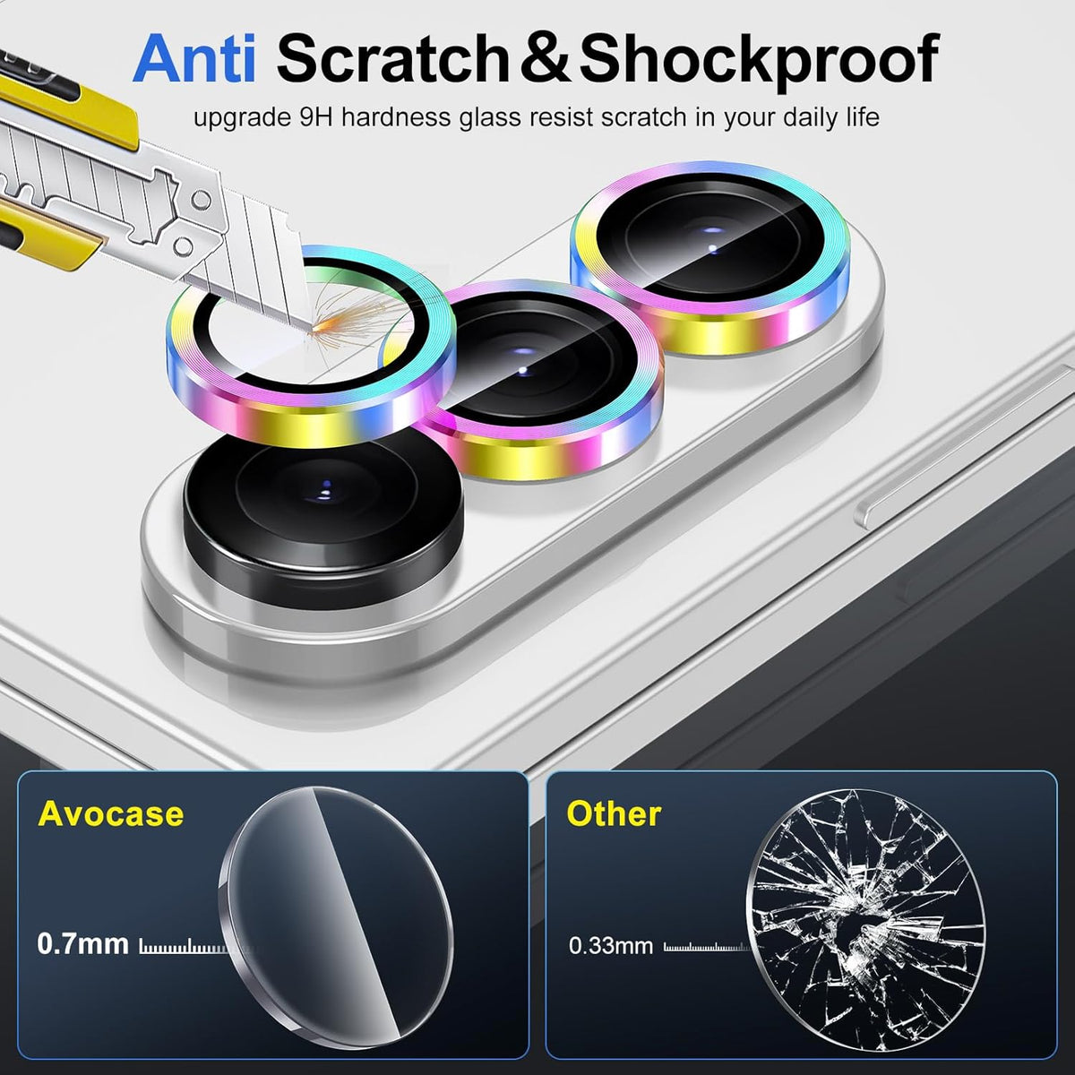 for Samsung Galaxy Z Fold 7 Camera Lens Protector, Individual Metal Ring Tempered Glass Lens Cover, [Strong Adsorption] Scratch Resistant Ultra-Thin HD Clear Lens Cover, 1 Set-Colorful