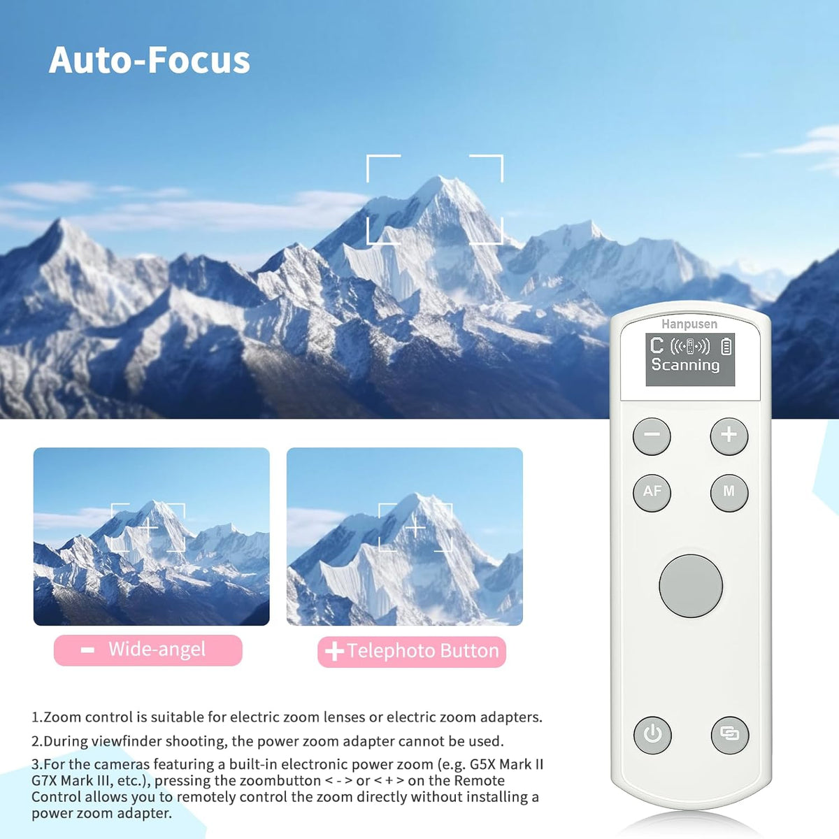 for Canon Rechargeable Wireless Remote Control - Camera Remote Shutter Release with Zoom Focus Compatible with Canon G7X Mark III/R50/R6 II/R10/R/RP/R5/R8/R100/M50/M200/M6 Mrak II/R5 II/6D II/SL3