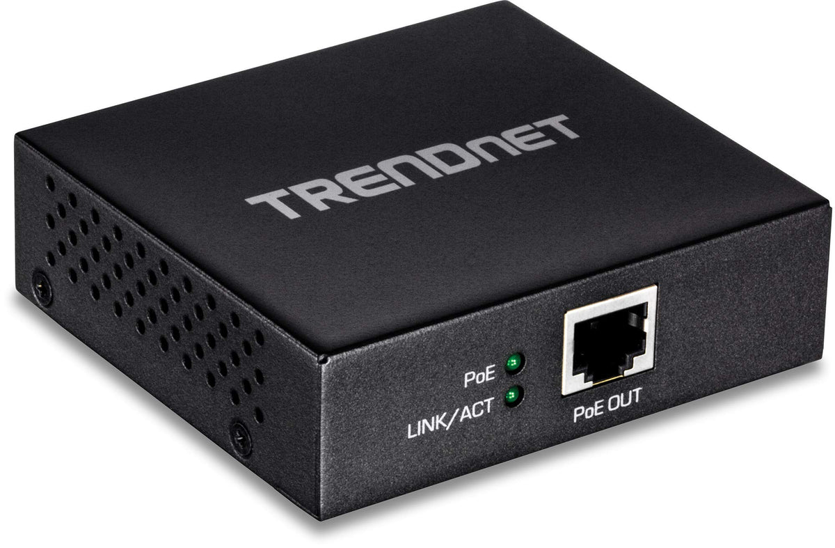 TRENDnet Gigabit PoE+ Extender, TPE-E100, Repeater, Amplifier, NDAA Compliant, Extends 100m up to 200m (656 ft), Supports (15.4W