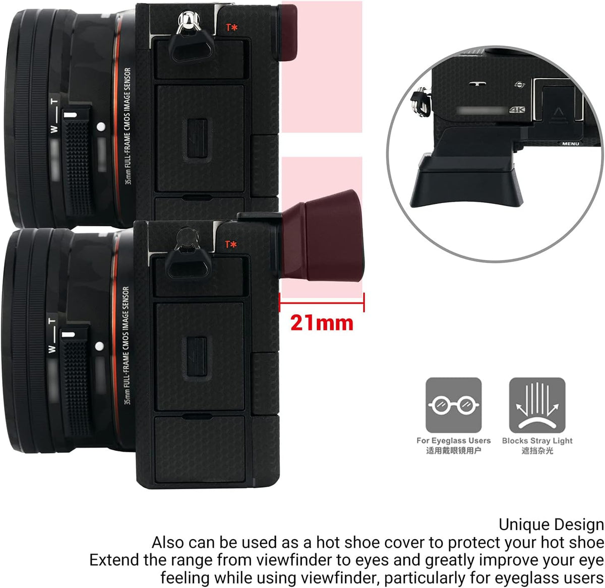 A7C 7C (ILCE7CL/S) A7C A7CR) Soft Silicon Camera Viewfinder Eyecup Eyeshade for Sony Alpha Eyepiece Eye Cup