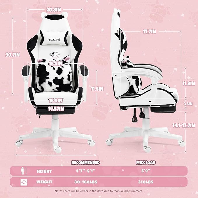 Gaming Chairs for Girls Ergonomic Cute Cat Gaming Chair with Paw Lumbar Cushion High Back Computer Desk Chair Height Adjustable Swivel Video Game Chair Gifts Suitable for Girls and Ladies