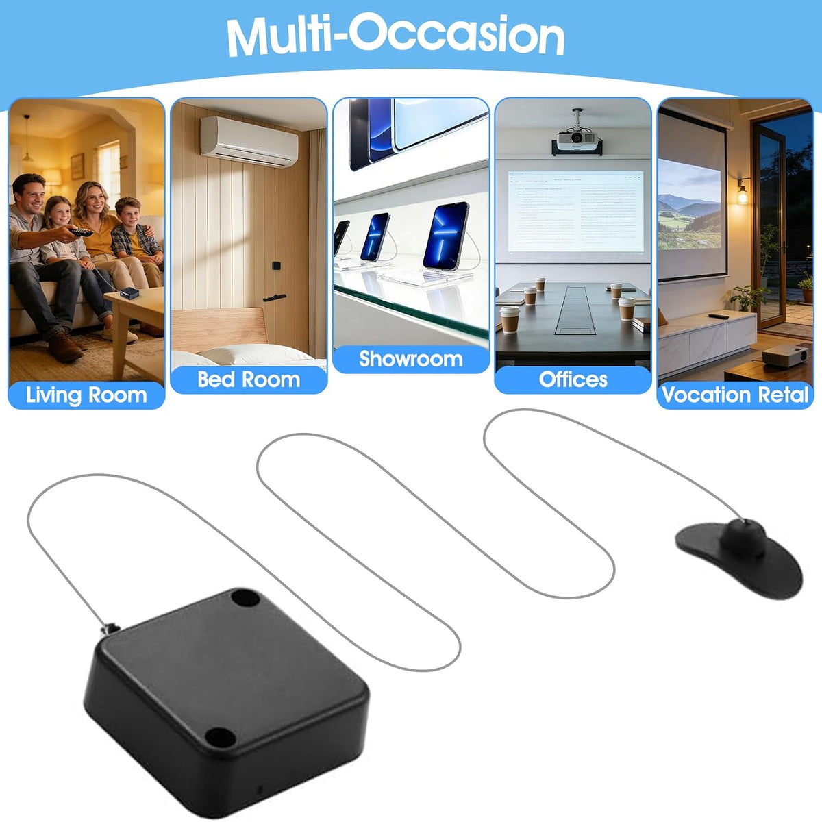 I3C 1 7.5ft/2.3m PCS TV Remote Leash with Cable Lock Retractable Remote Control Tether TV Remote Leash with Cable Lock