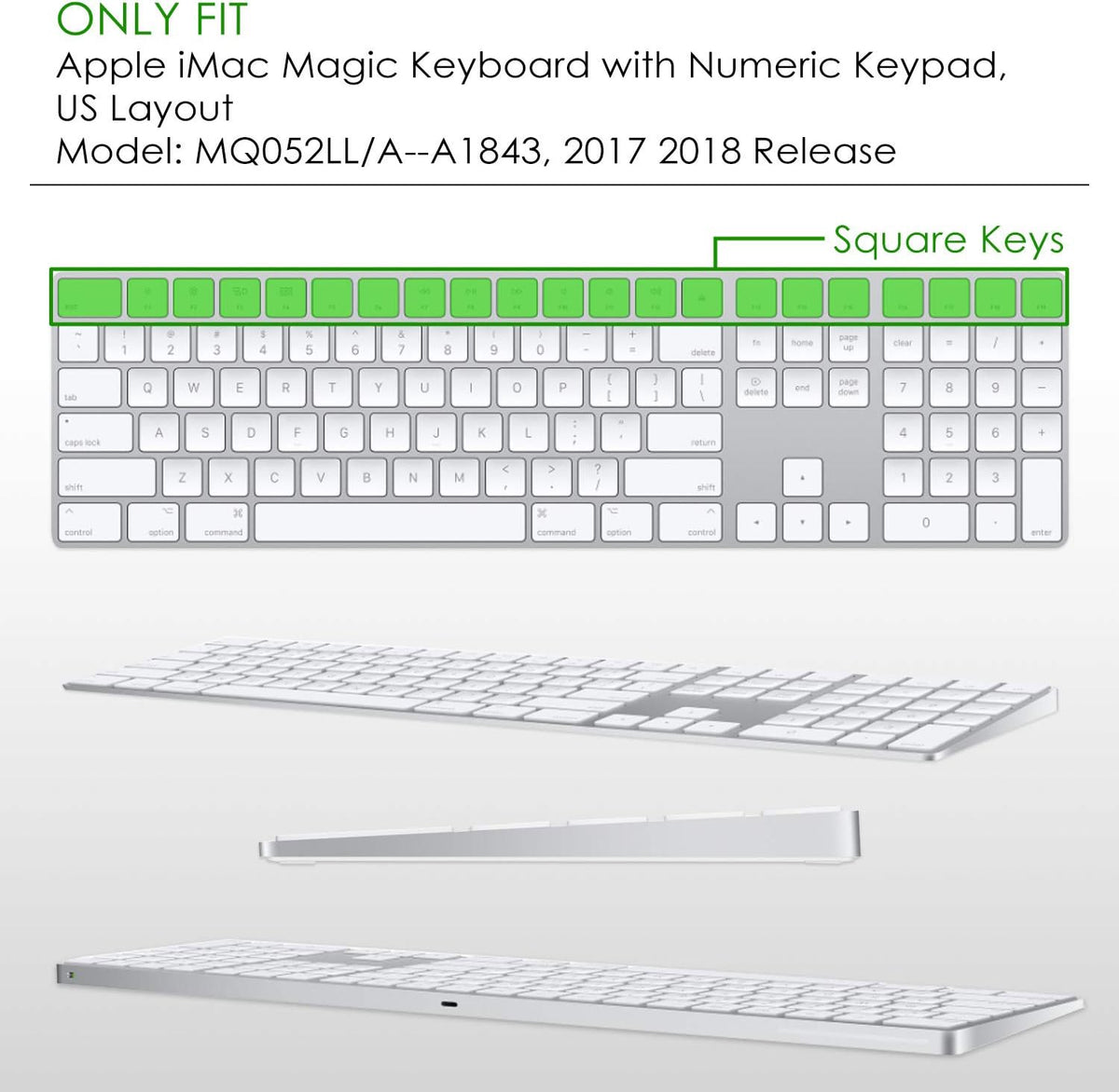 Allinside Ombre Pink Cover for Apple iMac Magic Wireless Keyboard with Numeric Keypad MQ052LL/A A1843 US Layout
