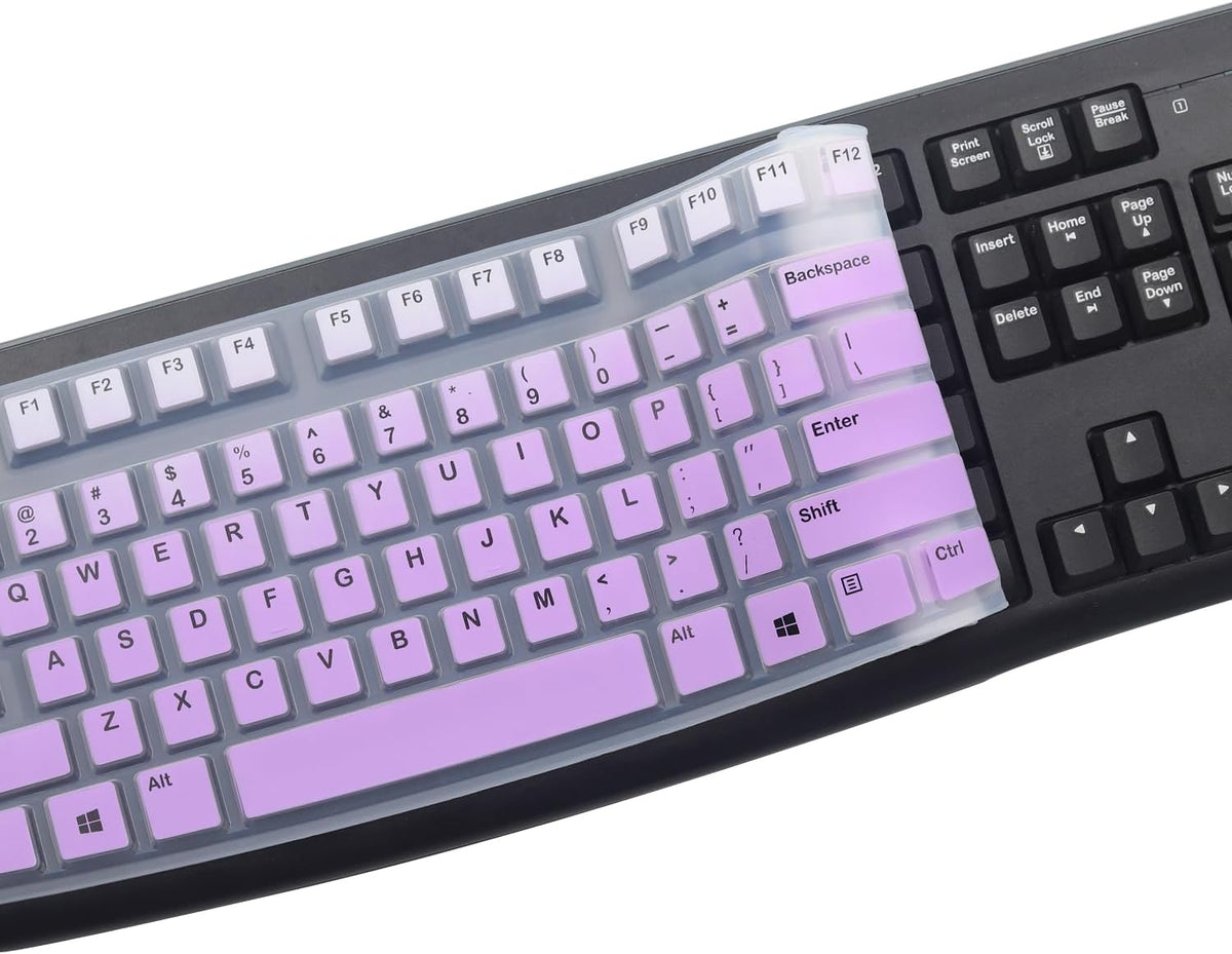 Silicone Keyboard Cover for Logitech K120 & MK120 Ergonomic Desktop USB Wired Keyboard, Logitech K120 & MK120 Keyboard Protective Skin US Layout (NOT Fit Other Model)-OmbrePurple