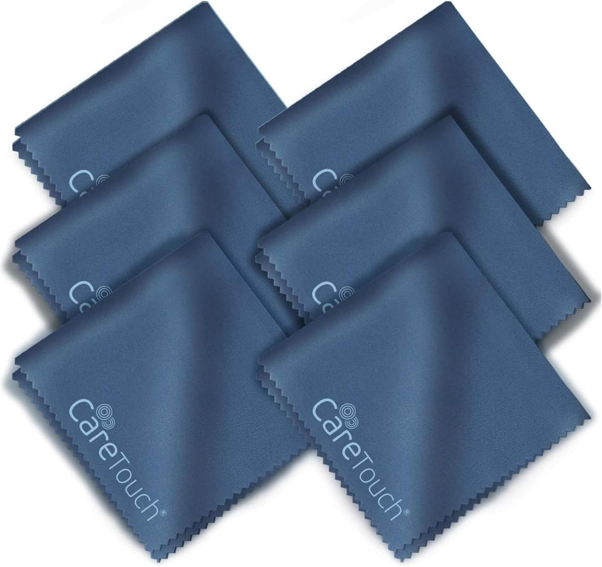 6 Pack 6" 7" Care Touch Microfiber Cleaning Cloths, - Cleans Glasses, Lenses, Phones, Screens, Other Delicate Surfaces
