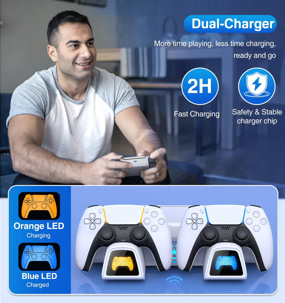 PS5 Stand with Cooling Station&Dual Controller Charger for Playstation 5 PS5 Console, CYKOARMOR PS5 Accessories with 5V/3A Adapter, PS5 Base