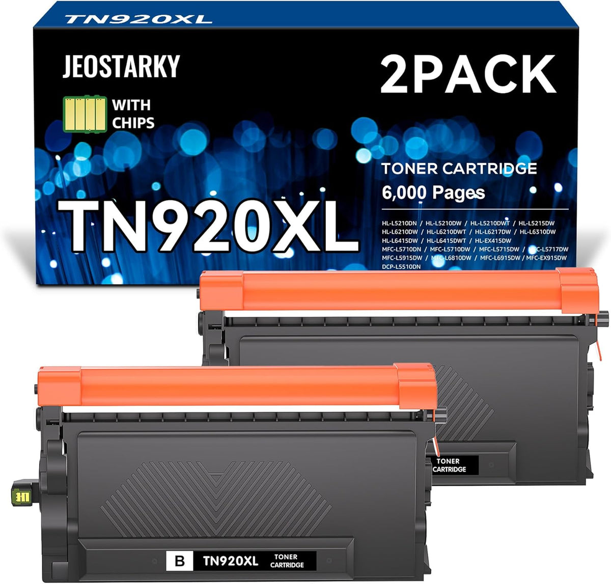 TN920XL TN920 Toner Compatible for Brother TN-920 XL TN920XL Toner with chip Replacement for HL-L6210DW HL-L6210DWT HL-L5210DN HL-L5210DW HL-L5210DWT HL-L6310DW MFC-L6810DW(2 Black)