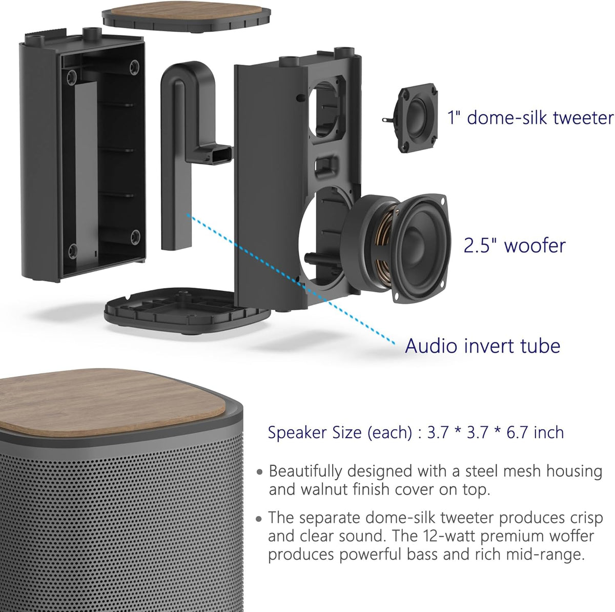 KEiiD Bluetooth Computer Speakers with Wireless Touch Control Pod for PC Laptop/Desktop Wireless Stereo Gaming Speakers, 4 EQ Modes, Aesthetic Style, 2024 New Model