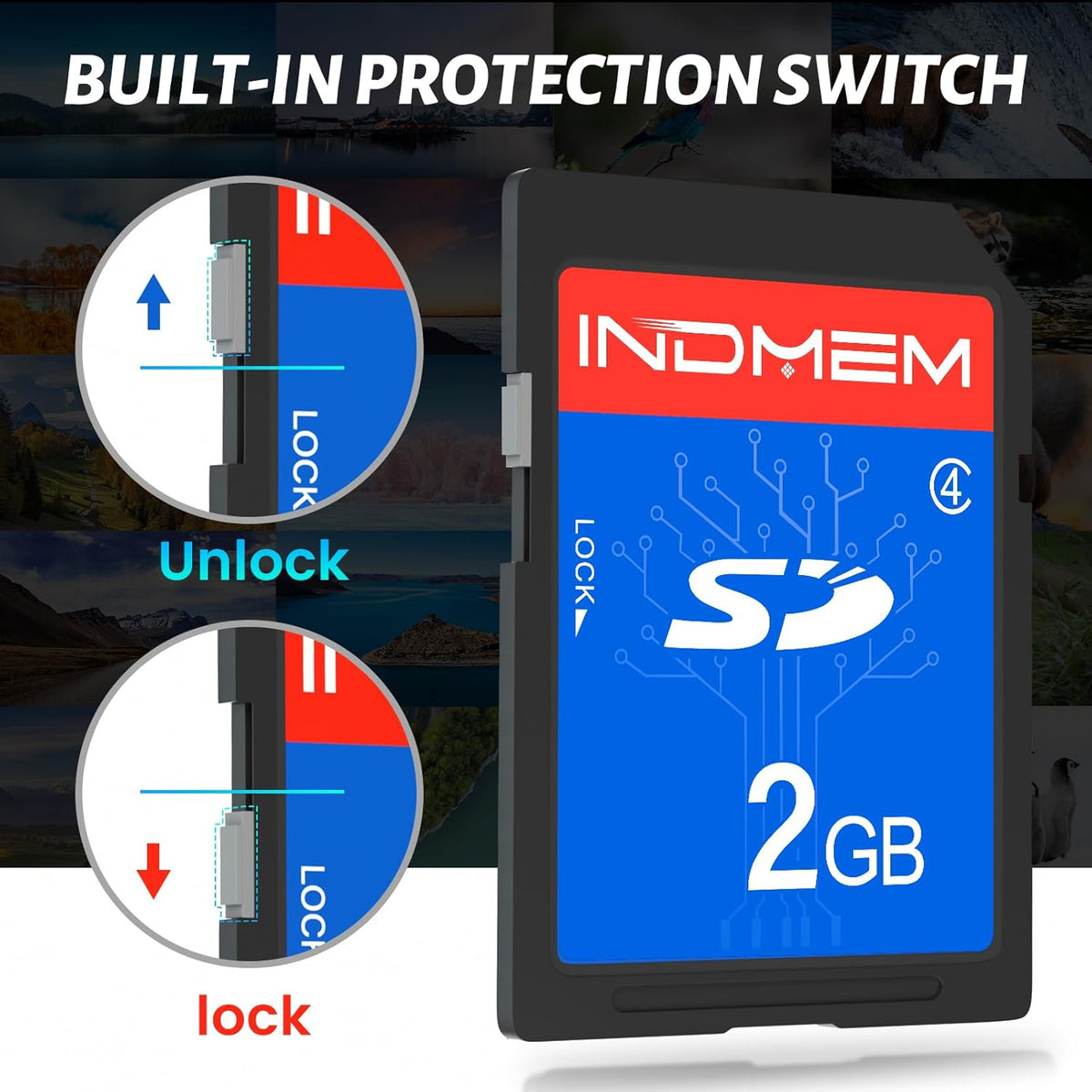INDMEM SD Card 2GB, 6 Packs Class 4 2GB Flash Memory Card MLC Standard Secure Digital Cards Camera Card