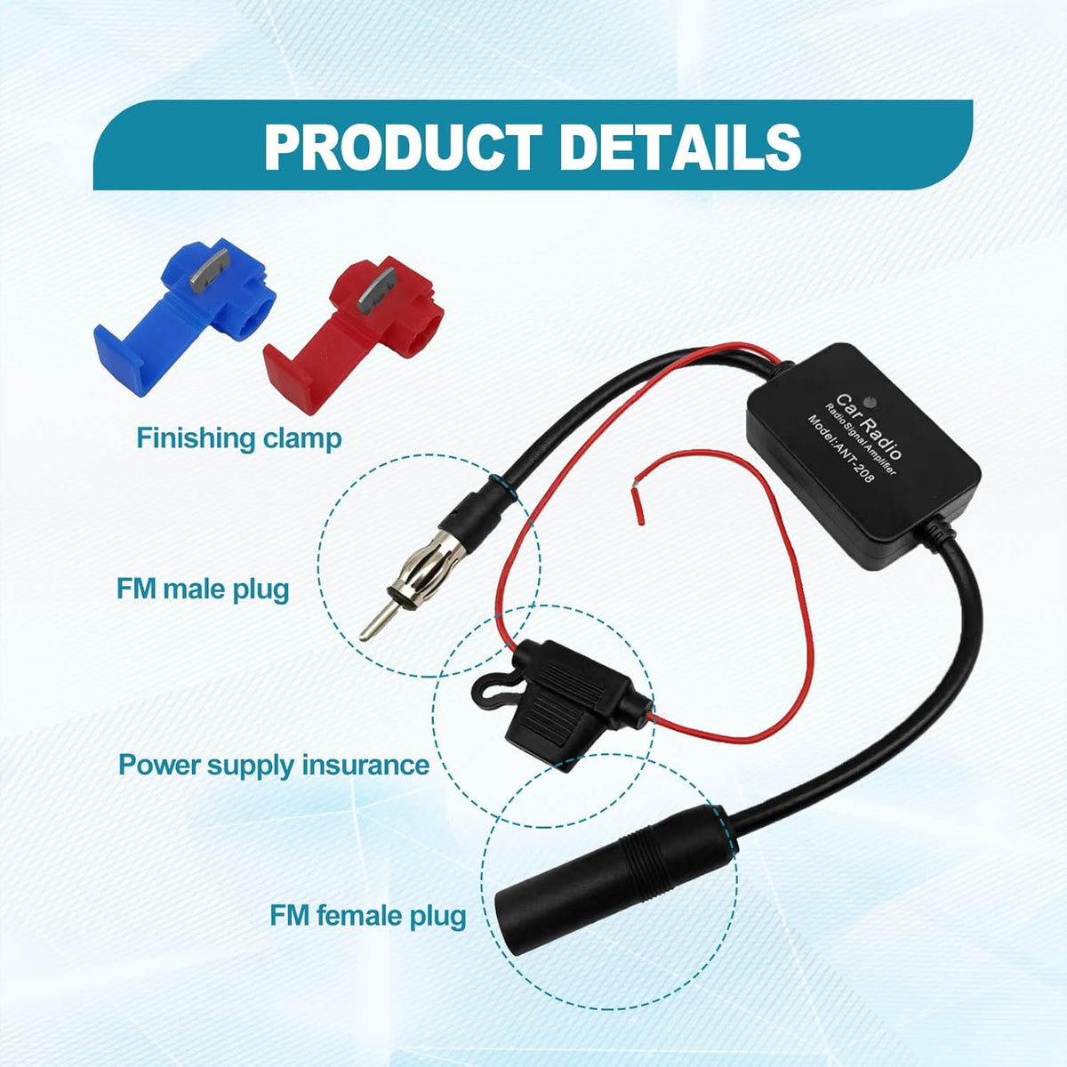 BSAMZO 12V 25 Car Antenna Booster db Antenna Signal Reception Amplifier, Amplify Signal & Reduce Noise AM FM for Car