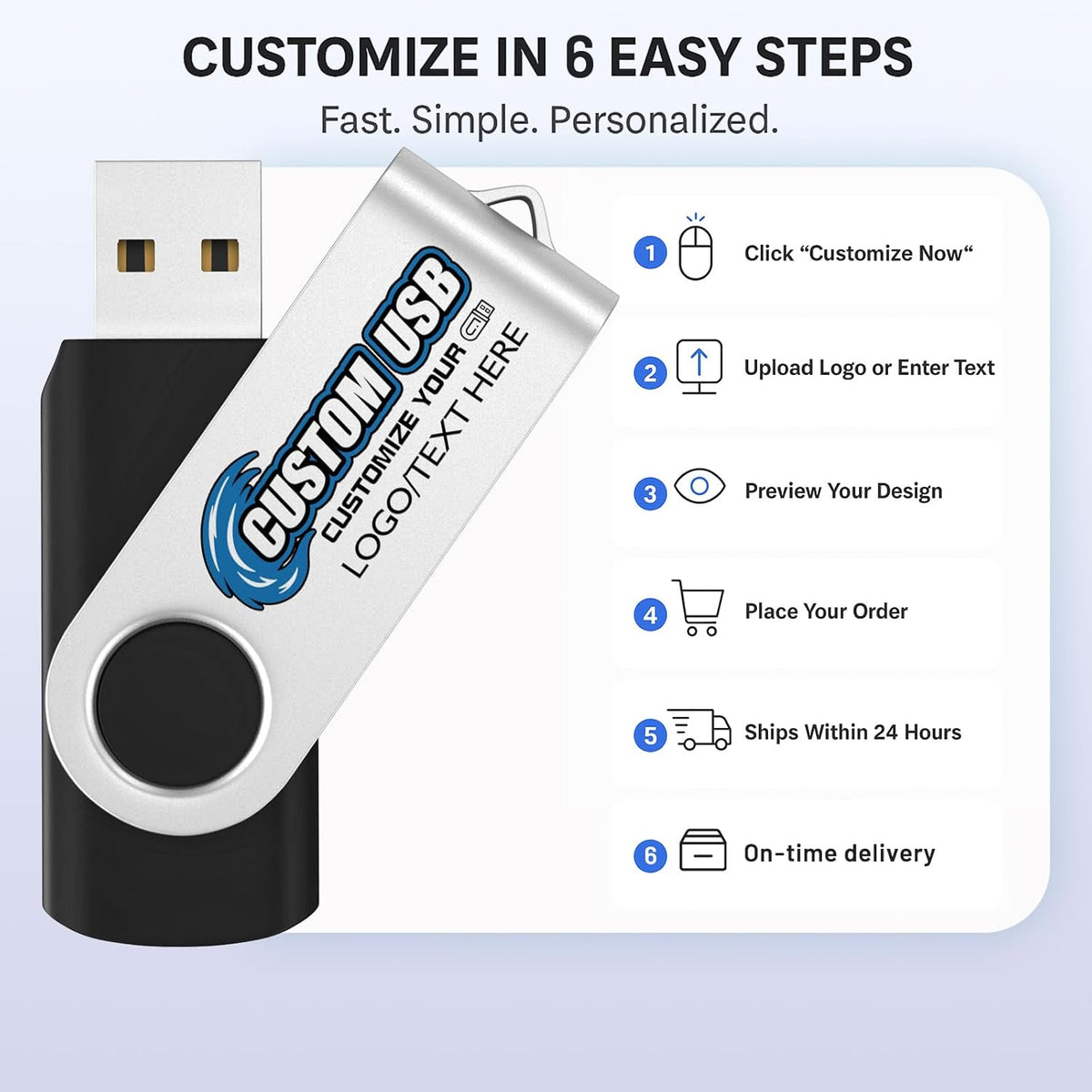 ABLAZE Personalized USB 128GB Flash Drive 10 Pack, USB 2.0 Custom Thumb Drives Personalized Pendrive Memory Stick (Mixcolors)