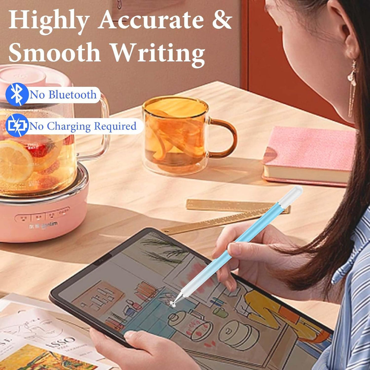 Stylus Pens for Touch Screens, 2 in 1 Magnetic Disc Stylus Pen for iPad with Magnetic Cap, Tablet iPad Pencil Compatible with iPhone/Pad/Android/Microsoft/Surface All Capacitive Touch Screens
