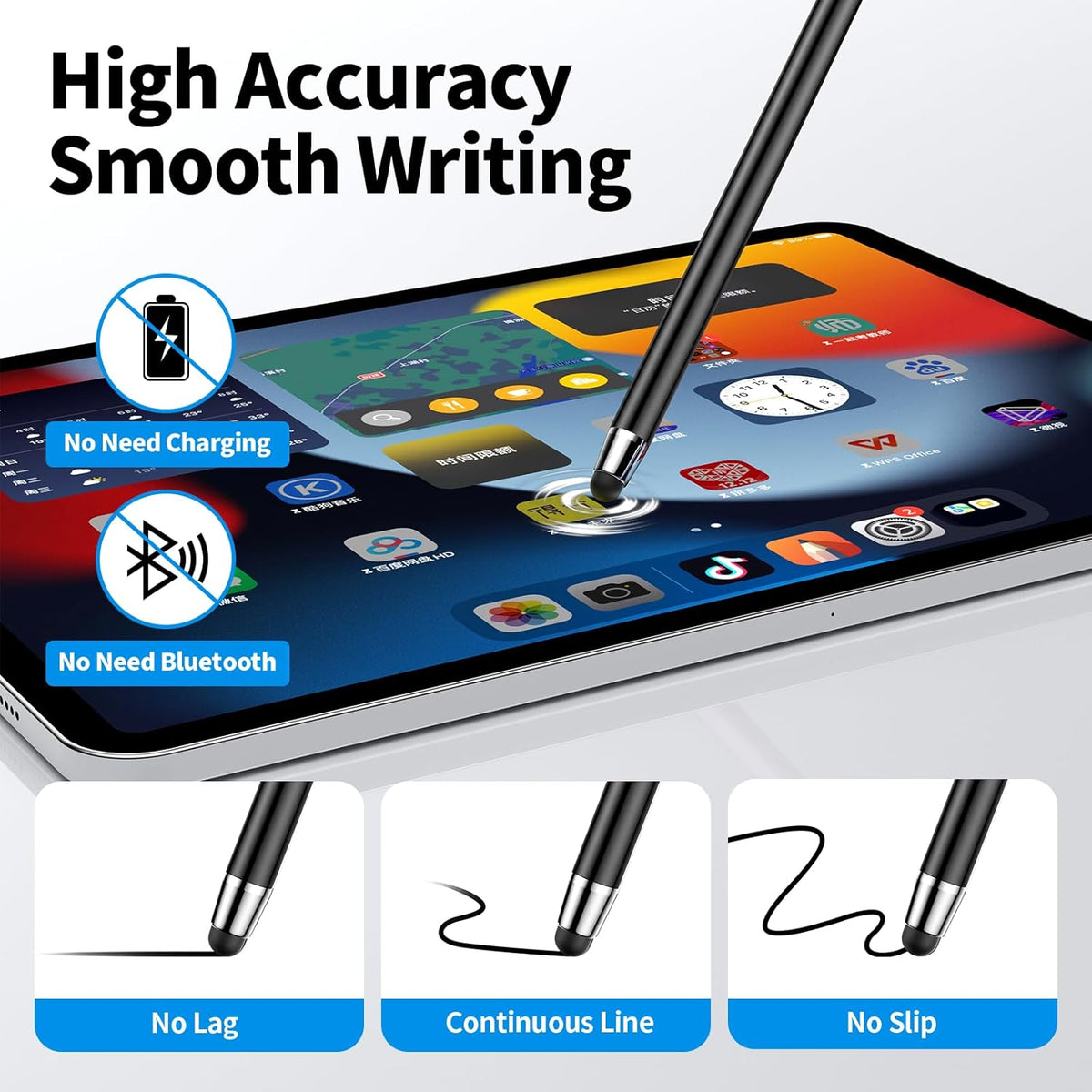 Stylus Pen for Touchscreen,5 PCS Stylus,Stylus 2-in-1 High Sensitivity Precision Suitable for All Touch Screens of iPhone/ipad/Android Tablet(Black)