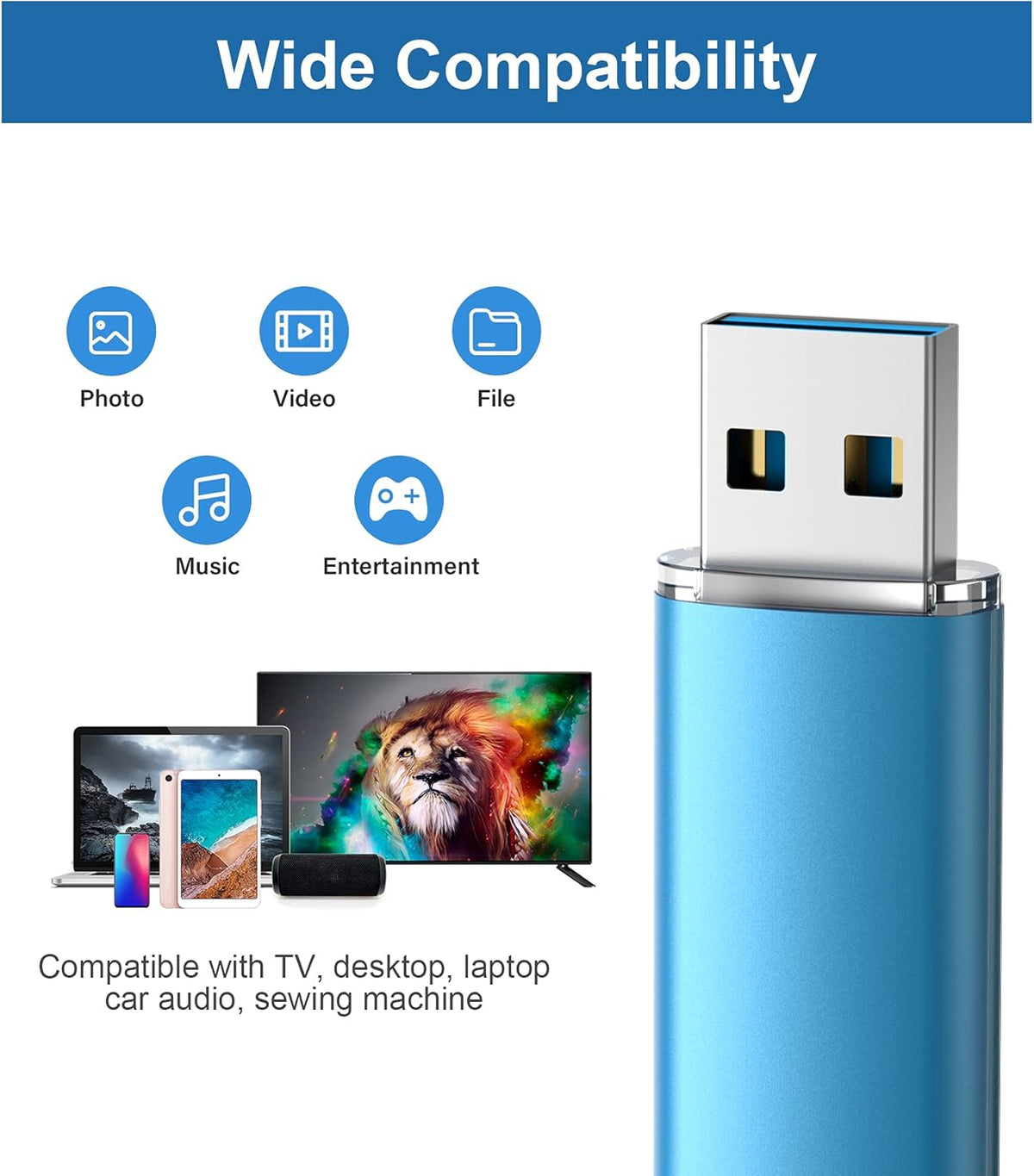 TOPESEL USB Flash Drive 256GB USB 3.0 Flash Drive Memory Stick Thumb Drives USB Stick High Speed 256G Thumb Drive Jump Drive 256G Zip Drive for PC laptops，Car Audio(Blue)