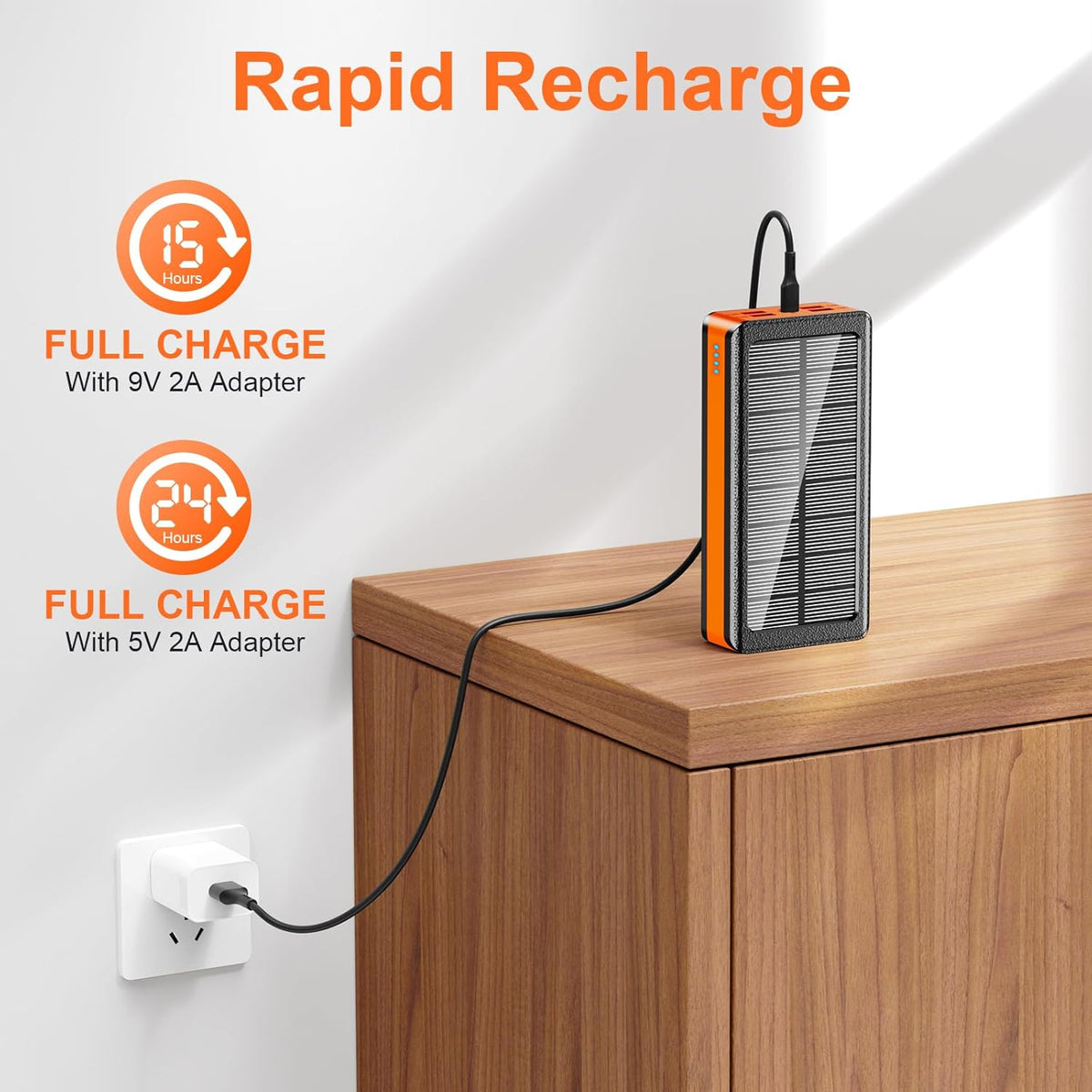Solar Charger Power Bank 66800mAh Portable Charger with USB-C in/Output 22.5W QC3.0 Fast Charging 5 Out Ports Battery Pack Built-in 32 Led Flashlights for iPhone Samsung Tablet Camping