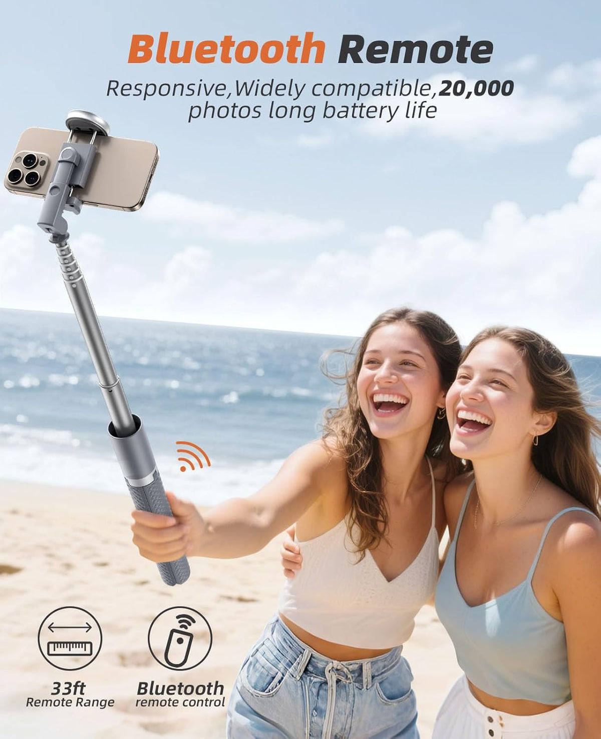 62" Phone Tripod & Selfie Stick, Tripod for iPhone with Remote, All-in-1 Cell Phone Stand, Portable, Extendable Stand for Selfies Video Recording Vlog, Compatible with iPhone Android (Grey)