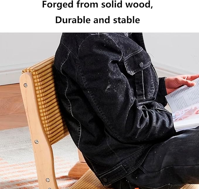BTZHY Floor Chair Japanese Legless Chair Seat with Back Support FoldableWood Folding Floor ChairHome Bay Window Lazy Backrest Chair Meditation Floor Seating for Living Room(C)