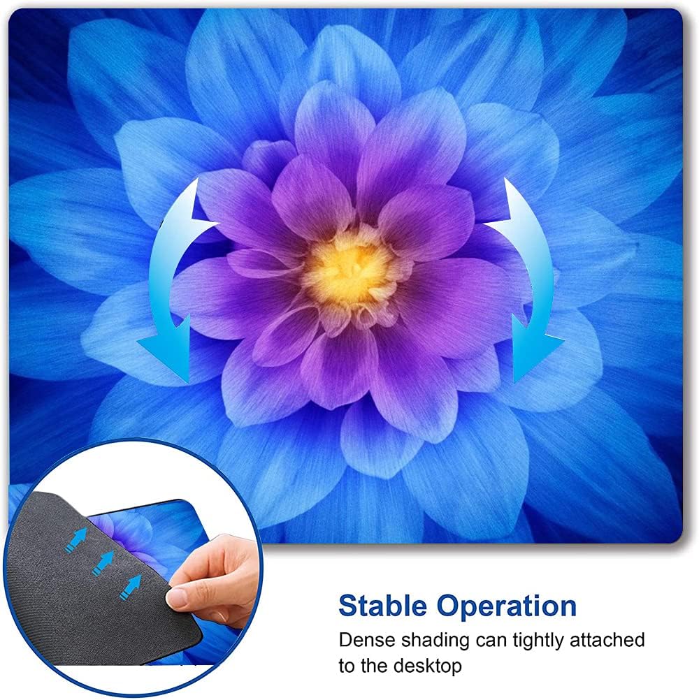 Blue Watercolor Lotus Flower Mouse Pad, Custom Design, 9.5x7.9 Inch, Non-Slip Rubber Base, Waterproof, Washable