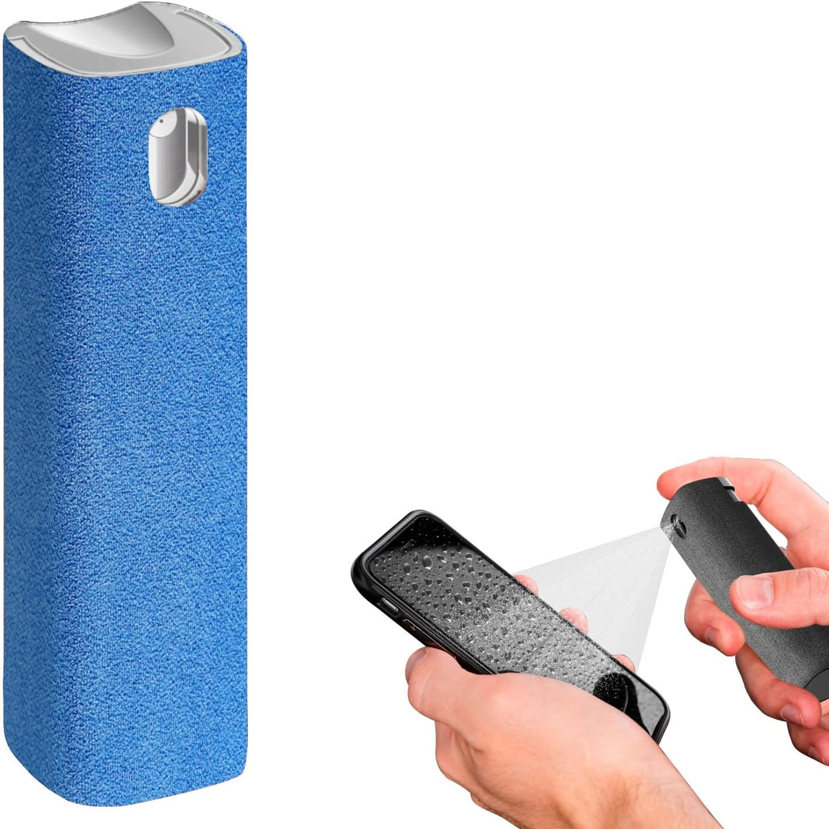 Mini Screen Cleaner Spray – Finger Proof Screen Cleaner for Smartphones, iPads, MacBooks, Laptops, Car Screens, Touchscreens – 3 in1 Mist Cleaner, Microfiber Cloth and Protective Cover (Blue)