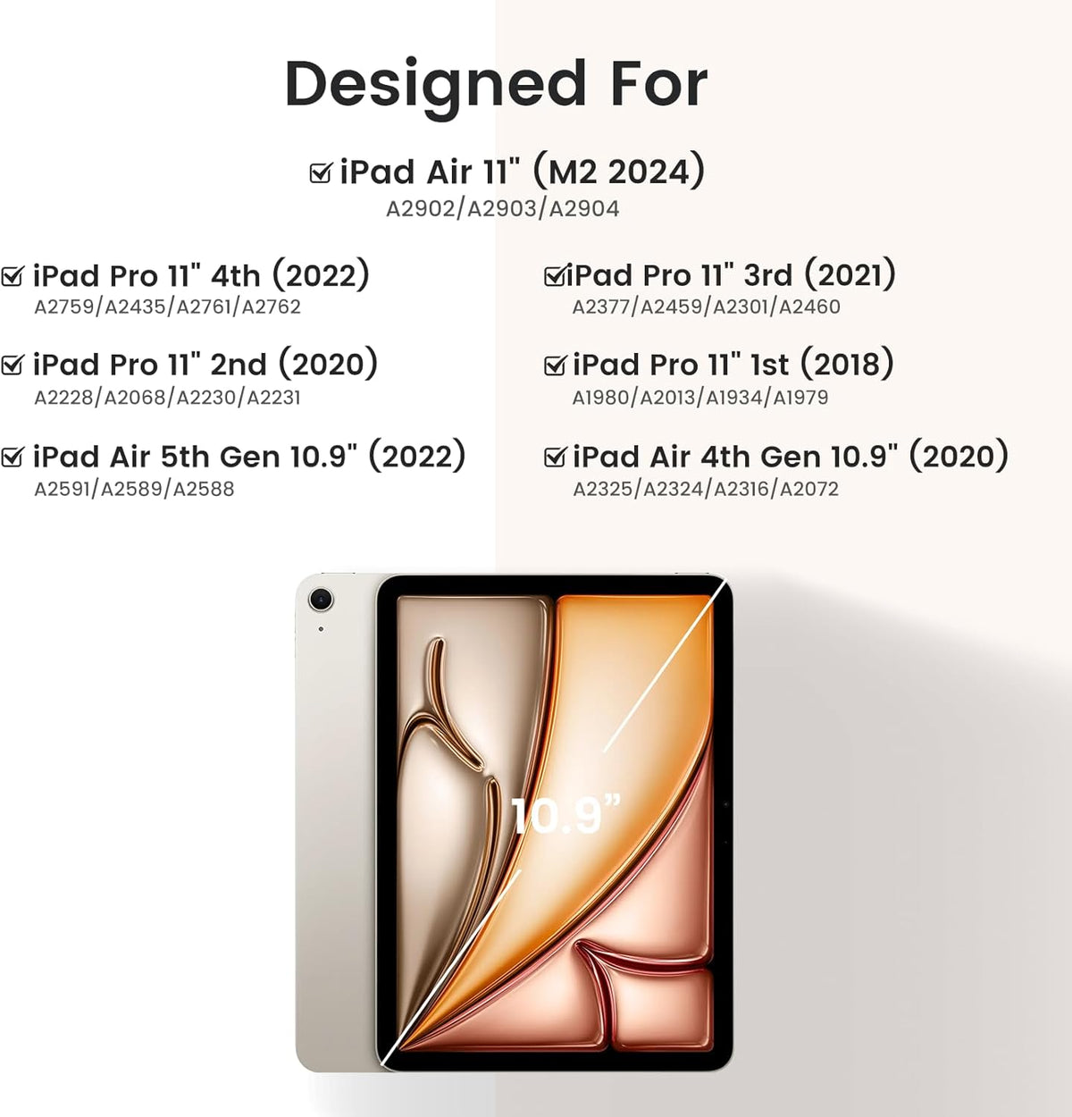 Keyboard Case for iPad Air 11-inch M2/Air 5th 4th Generation, 7-Color Backlit Detachable Keyboard Case with Pencil Holder for iPad Air 11" 2024 /Air 5 2022/Air 4 2020/Pro 11 1st, Rose Gold