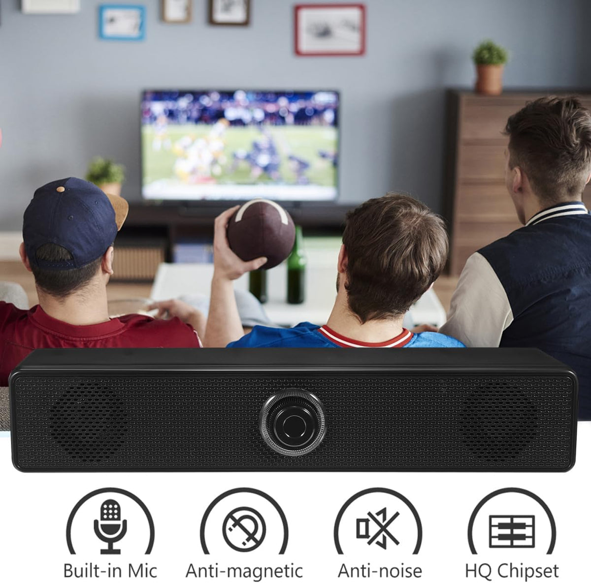 HOMSFOU 2.0 Setup Sound Bar Home Soundbar System Stereo Desktop Speaker for Tv Pc Mobile Devices Compact Sound Bar