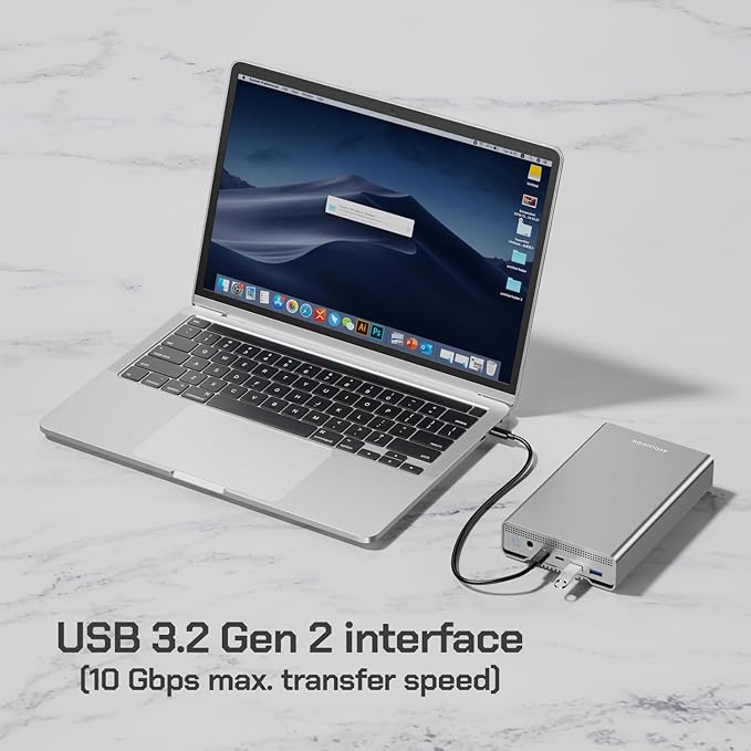 Avolusion PRO-G1 Series 10TB USB 3.2 Gen 2 (10Gbps) USB-C External Hard Drive w/USB HUB for Windows or MacOS Desktop PC/Laptop (Silver) (Renewed)