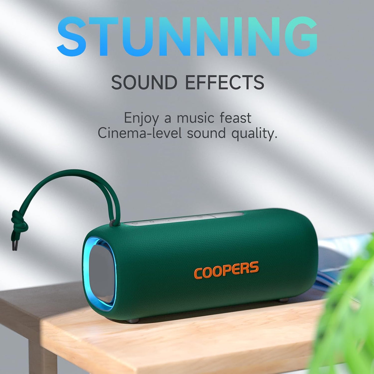 Portable Bluetooth Speaker, Wireless Bluetooth Speaker with Clear Loud Stereo Sound, IPX5 Waterproof Speakers with RGB Lights, BT5.3, Long Playtime, TWS Pairing for Home Outdoor Party Beach Travel