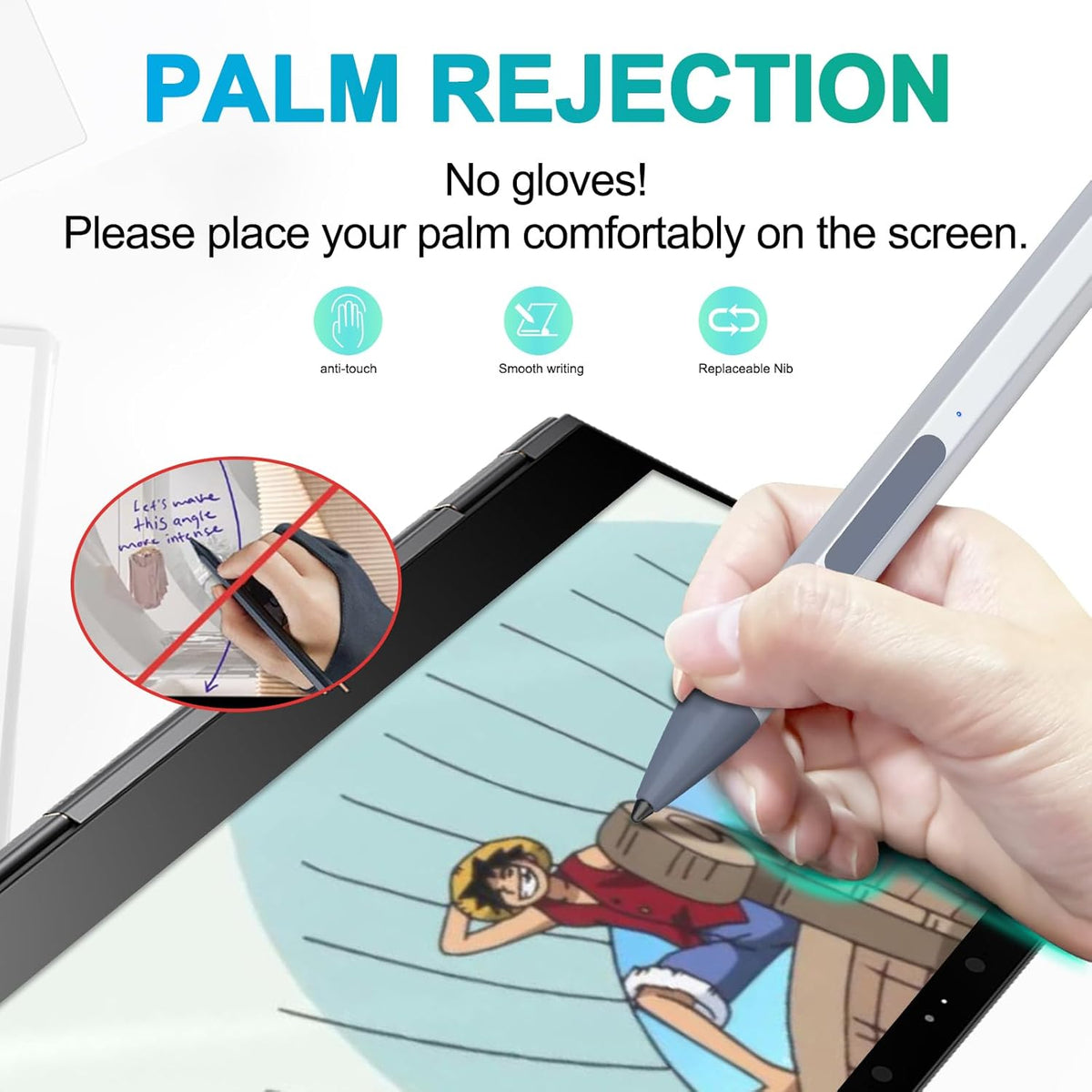 Stylus for HP Envy X360 Pavilion x360 Specter X360 Spectre x2 Envy x2 Touchscreen Laptop Rechargeable MPP 2.0 Tilt Pencil 4096 Pressure Sensitivity Using The Microsoft MPP Protocol, Silver