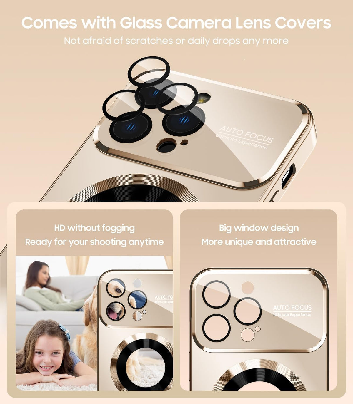 Magnetic for iPhone 12 Pro Max Case, Compatible with MagSafe, Built-in Camera Lens Protector, Logo View, Military Grade Drop Proof Phone Case Cover, Desert Titanium