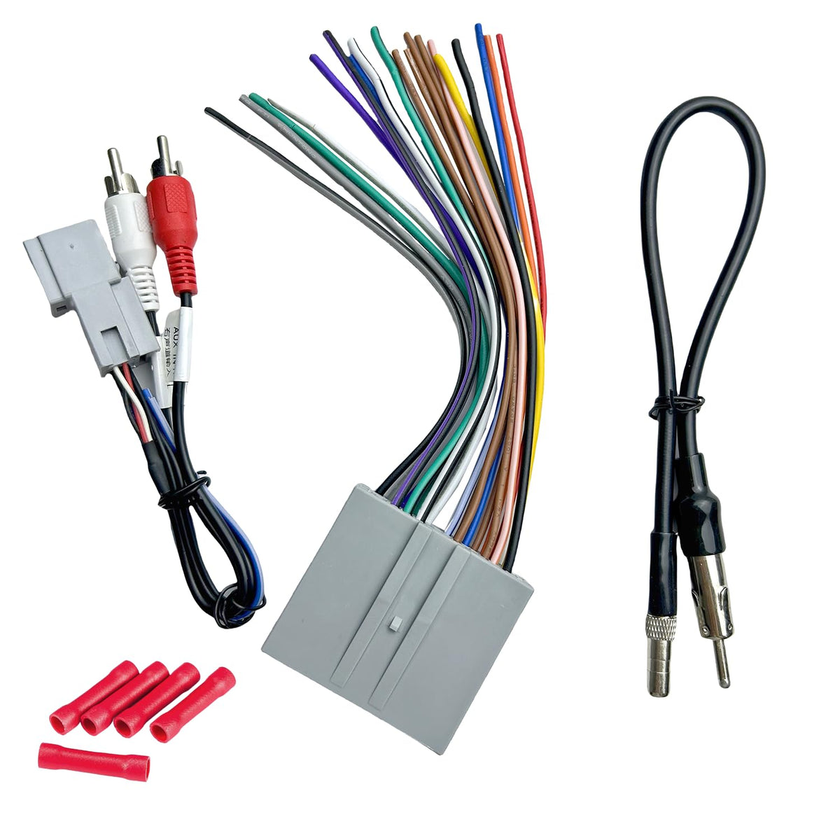 8Pin 2004-2018/Hyundai 2006-2008/Lincoln 2007-2014/Mercury 2006-2011, Radio Wiring Harness with Antenna Adapter and RCA