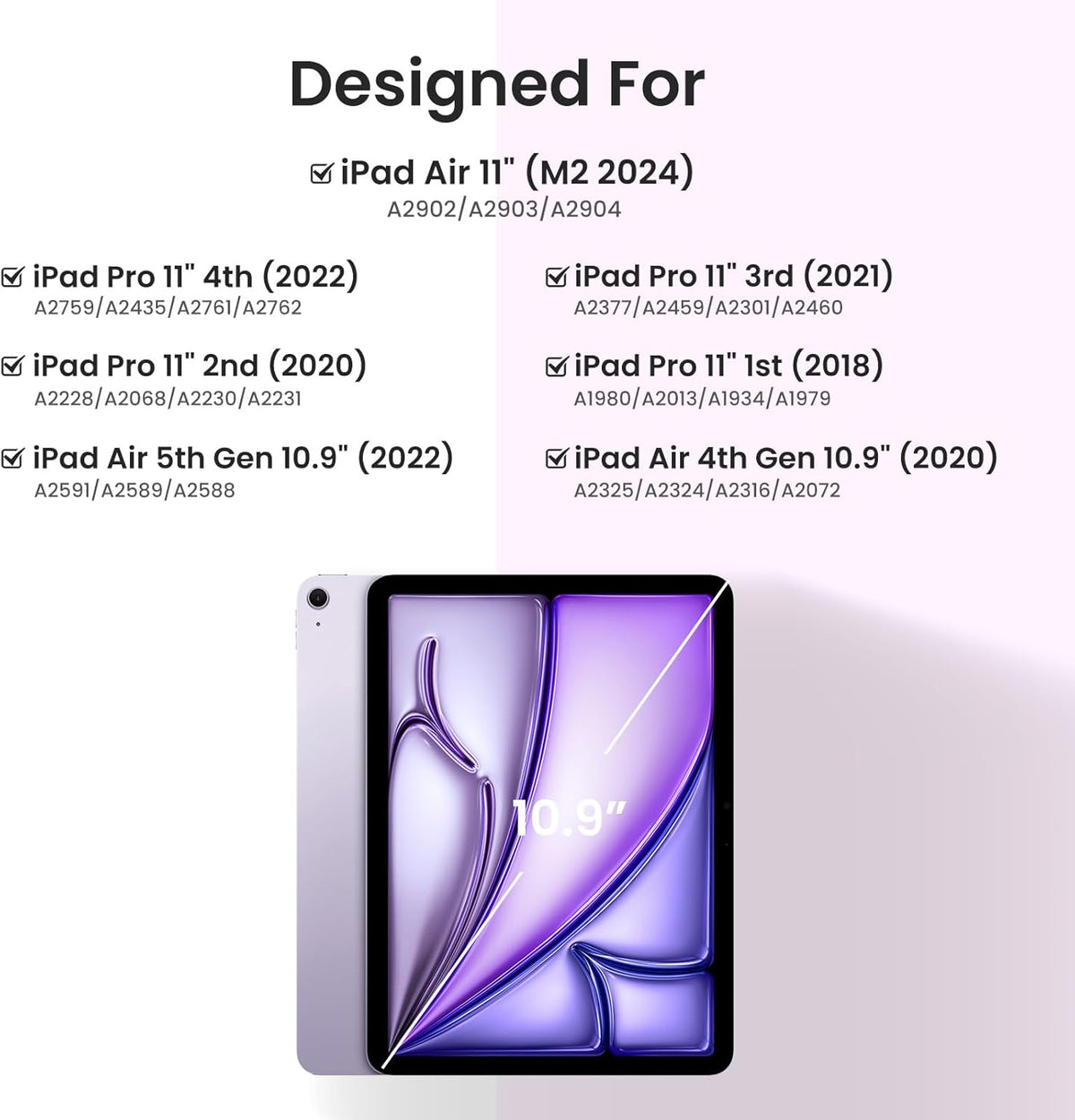Magnetic Keyboard Case for iPad Air 5th 4th Generation 10.9 inch Pro 11 1st/2nd/3rd/4th, 7 Color Backlight BT Keyboard Folio with Pencil Holder 2022 2021 2020 2018(Purple)