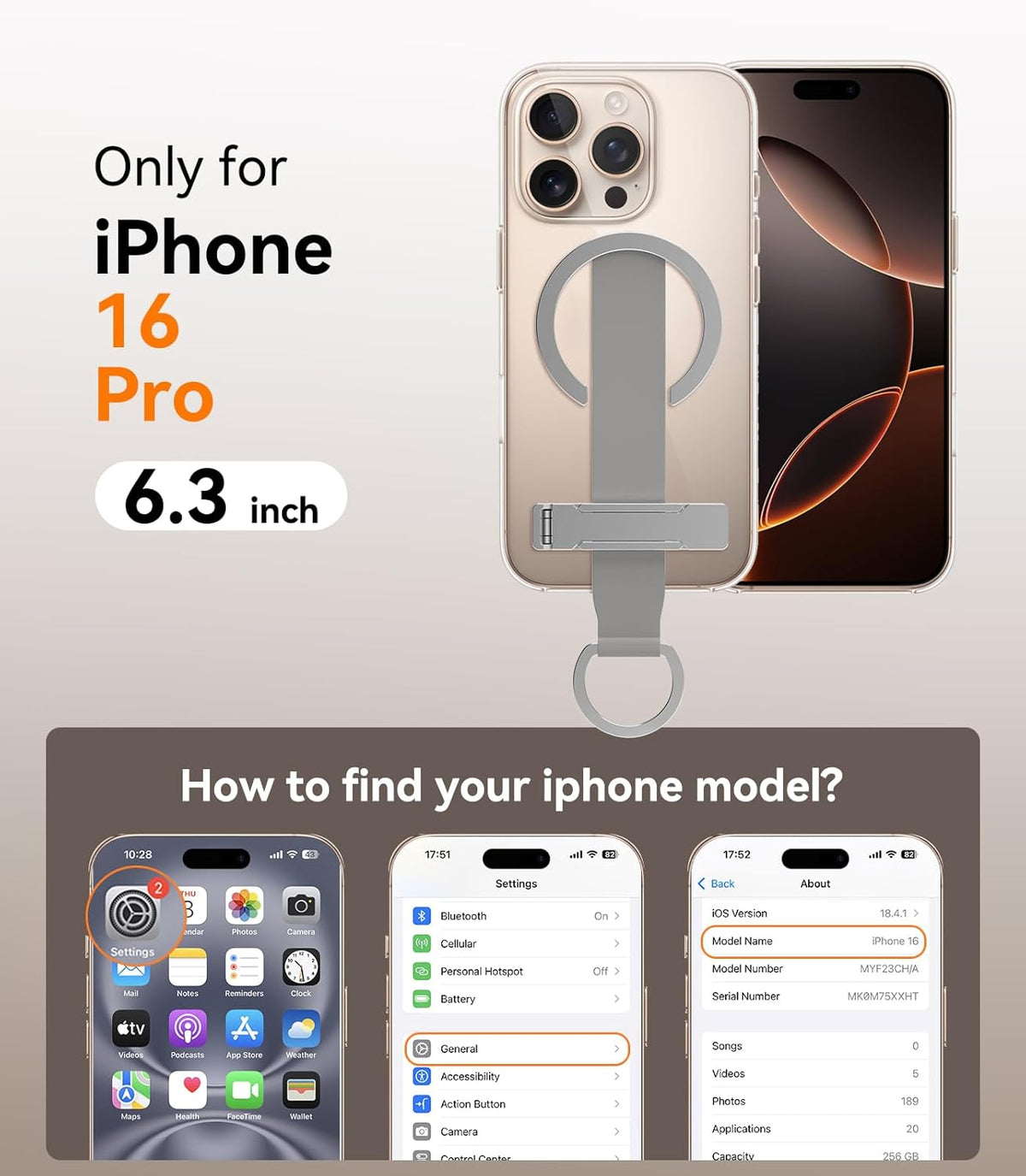 for iPhone 16 Pro Case 4-in-1 - Magnetic Clear Cover, Adjustable Wrist Strap, Foldable Stand & Crossbody Lanyard, Anti-Yellowing Protective Case (for iphone16 Pro)