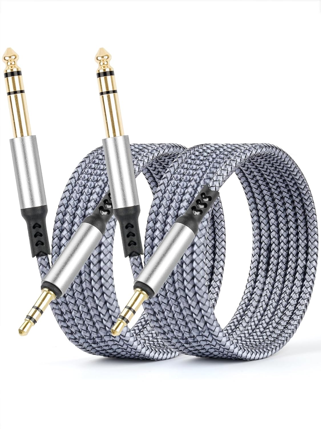 gudxfj 2 Pack 3.5mm 6.35mm 1/8 1/4 6.6ft to Audio Cable to TRS Stereo Cable Guitar Stereo Audio Male Cable with Nylon