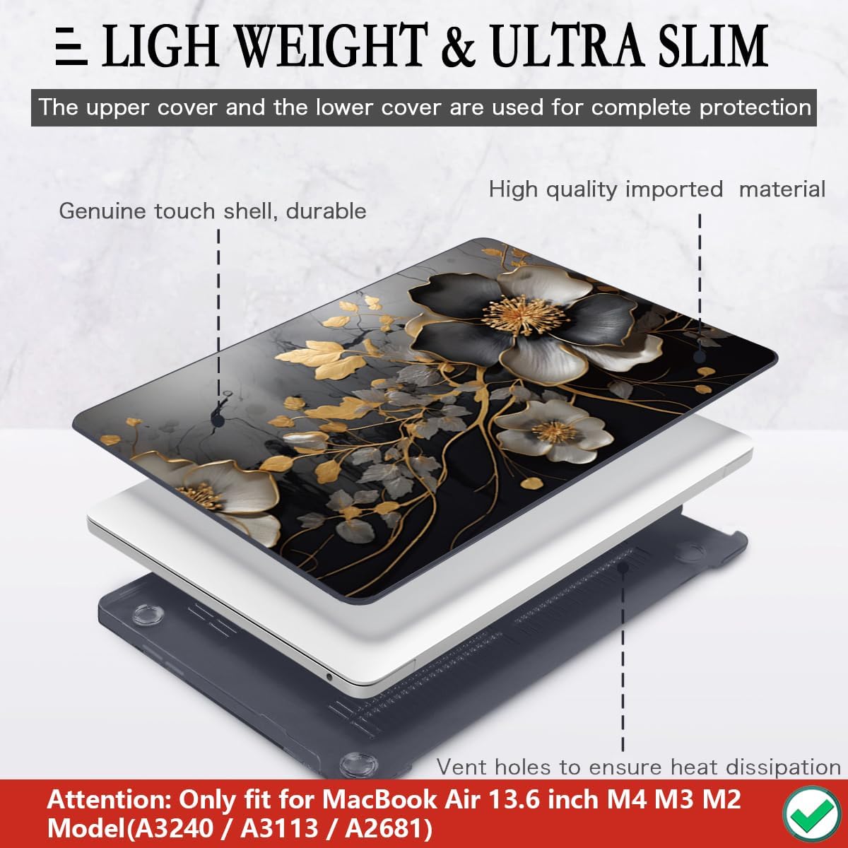 CISSOOK Compatible with MacBook Air 13.6 inch 2025 2024 2023 2022 Release M4 A3240 M3 A3113 A2681 M2, Floral Hard Shell Case Keyboard Skin Cover Screen Protector - Abstract Oil Painting