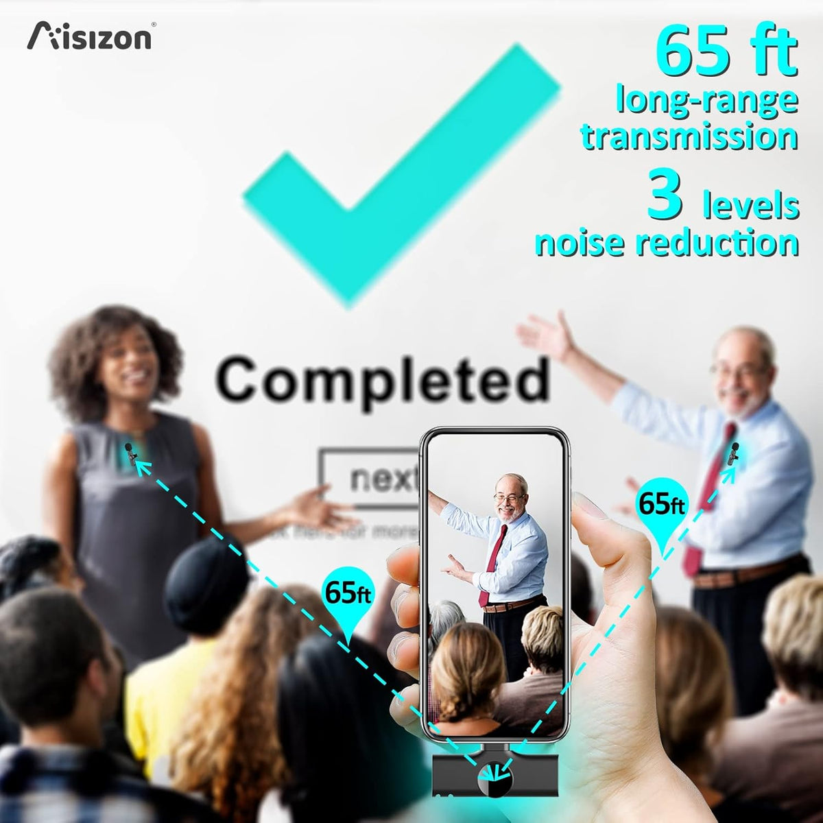 Wireless Lavalier Microphone for iPhone7-14, Wireless Clip Mic, Clip on Microphone A3d, for iPhone, iPad, Computer, Zoom Meeting, Video Recording, tiktok