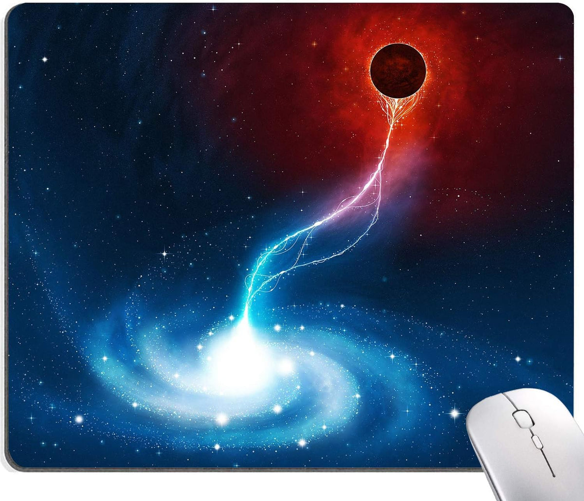 Cool Galaxy Mouse Pad, Black Holes Engulf Galaxies Square Mouse Pad Non-Slip Rubber Base Gaming MousePads for Computers Laptop Office, 9.5"x7.9"x0.12" Inch( 240mm x 200mm x 3mm)