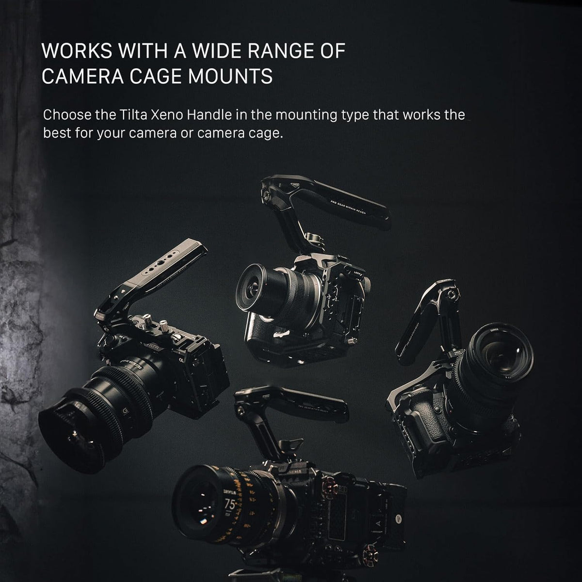 Tilta Xeno Top Handle for Filmmakers & Cameras - Titanium Gray | Aluminum Alloy and Silicone Build | Safety Release Pin | Comfortable Handling (1/4″-20 and 3/8″-16 Threads w/Locating Points)