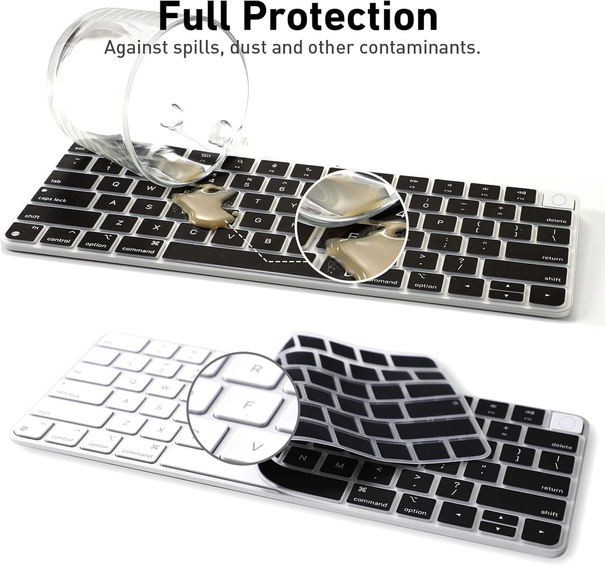 Allinside Silicone Keyboard Cover for iMac Magic Keyboard A2449/A2450, Protective Skin for iMac 24" Wireless Keyboard Released in 2021, US Layout, Black