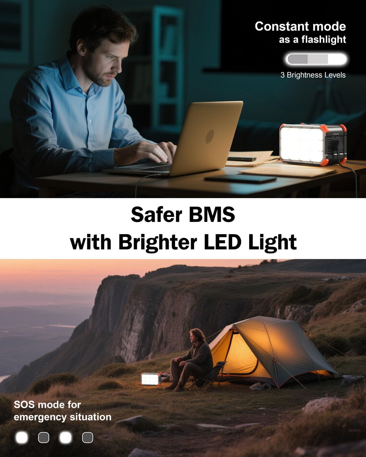 BROWEY Portable Power Station 153Wh Camping Small Solar Generator with Hand Crank 120V 150W AC Outlet Lithium Battery Power Bank, Wireless Charging Emergency Charger for Outdoor Travel Home Backup