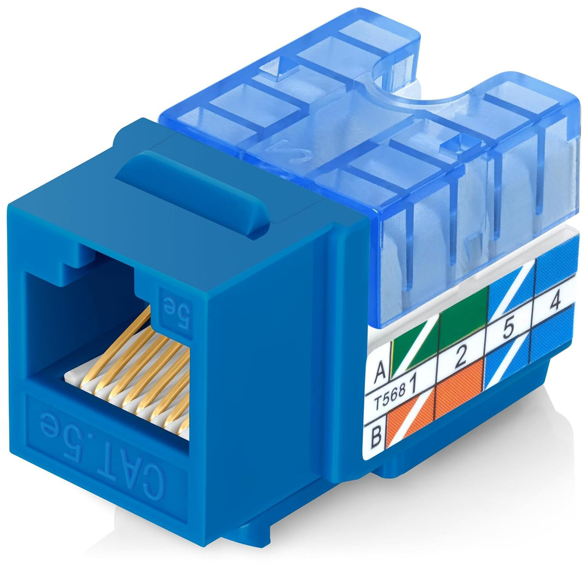 Everest 90° Angled RJ45 Cat5e Keystone Jacks 20-Pack in Blue - Slim Profile Female RJ45 Connectors - Cat 5e Keystone Jack - Compatible with 90° Angled Speed Termination Tool - easyJACK (B094WB91H3)