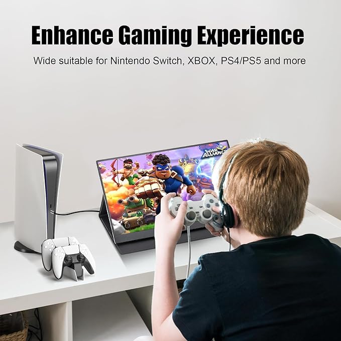 QQU 15.6 Inch Portable Monitor Touchscreen with Stand Portable Travel Monitor 1080P IPS/HDR Laptop Screen Extenderfor Gaming and Computer Display Compatible with Laptop PC Phone PS4/PS5 Switch