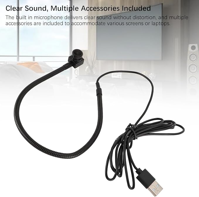 Yoidesu  5MP 1080p USB Webcam Plug and Play Middle Screen Cam Built in Microphone and Flexible Gooseneck Web Camera for Laptop Desktop Live Streaming Conferencing