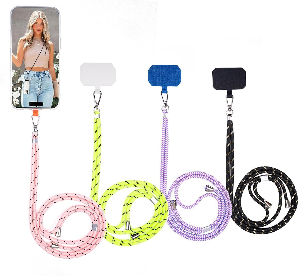 Cell Phone Lanyard Crossbody for Women - Adjustable Universal Phone Strap with Patch, Anti Theft Wrist Strap