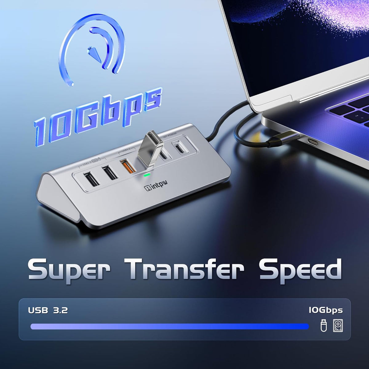 USB C Hub Ethernet, 10-in-1 USB Docking Station 10Gbps with 4K@60Hz HDMI, USB C and 2 USB A 3.2 Data, LAN, 2 USB A 2.0, PD 100W, SD/TF Ports, Powered USB Hub for Laptop, PC, iPhone 16/15, Mac
