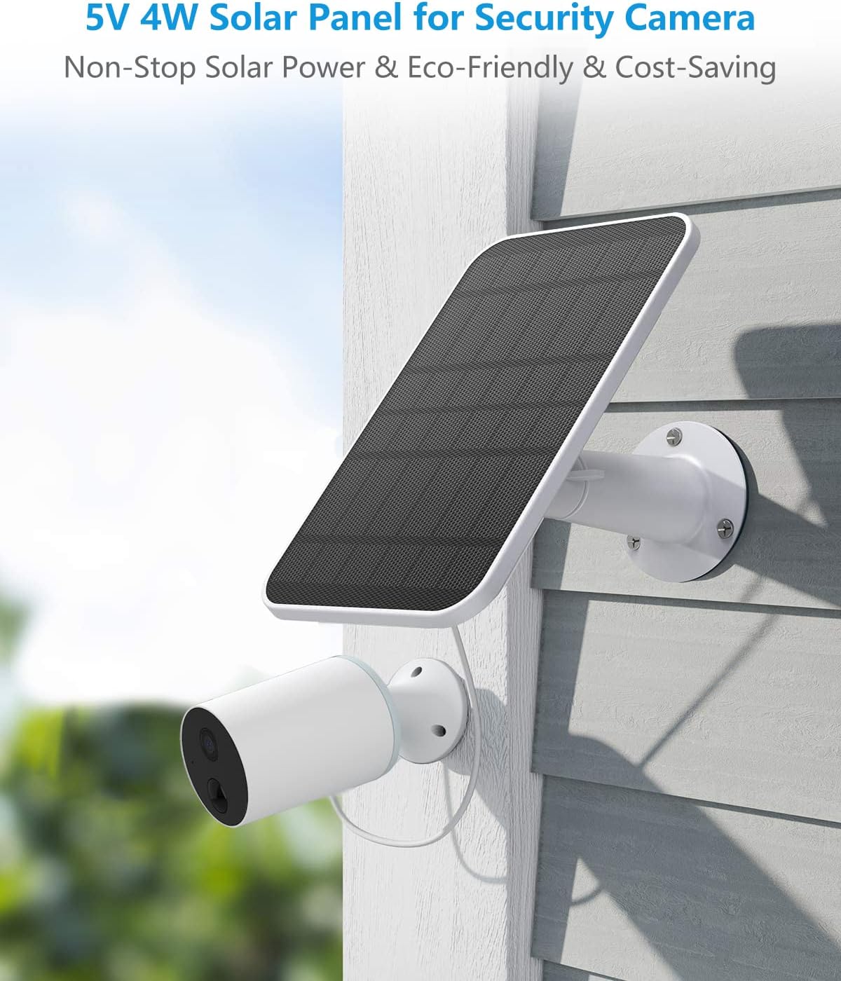 Solar Panel Charger Compatible with Eufycam 3/3C/2C/2C Pro/E40/E20/2/2 Pro/E/L20/L40/Solo/SoloCam Spotlight, 5W Solar Panel for Eufy Camera, Micro USB & USB-C Port, 9.8ft Cable, P65 Waterproof, 3 Pack