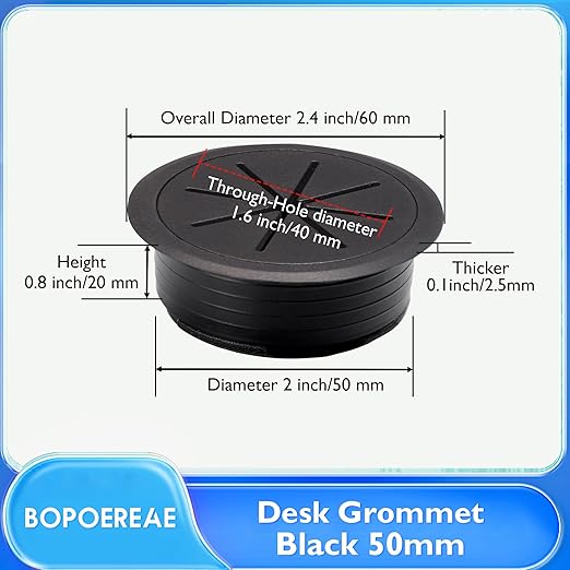 BOPOREAE 8 Pcs Desk Grommet 2" (50mm), Desk Hole Cover for Cables