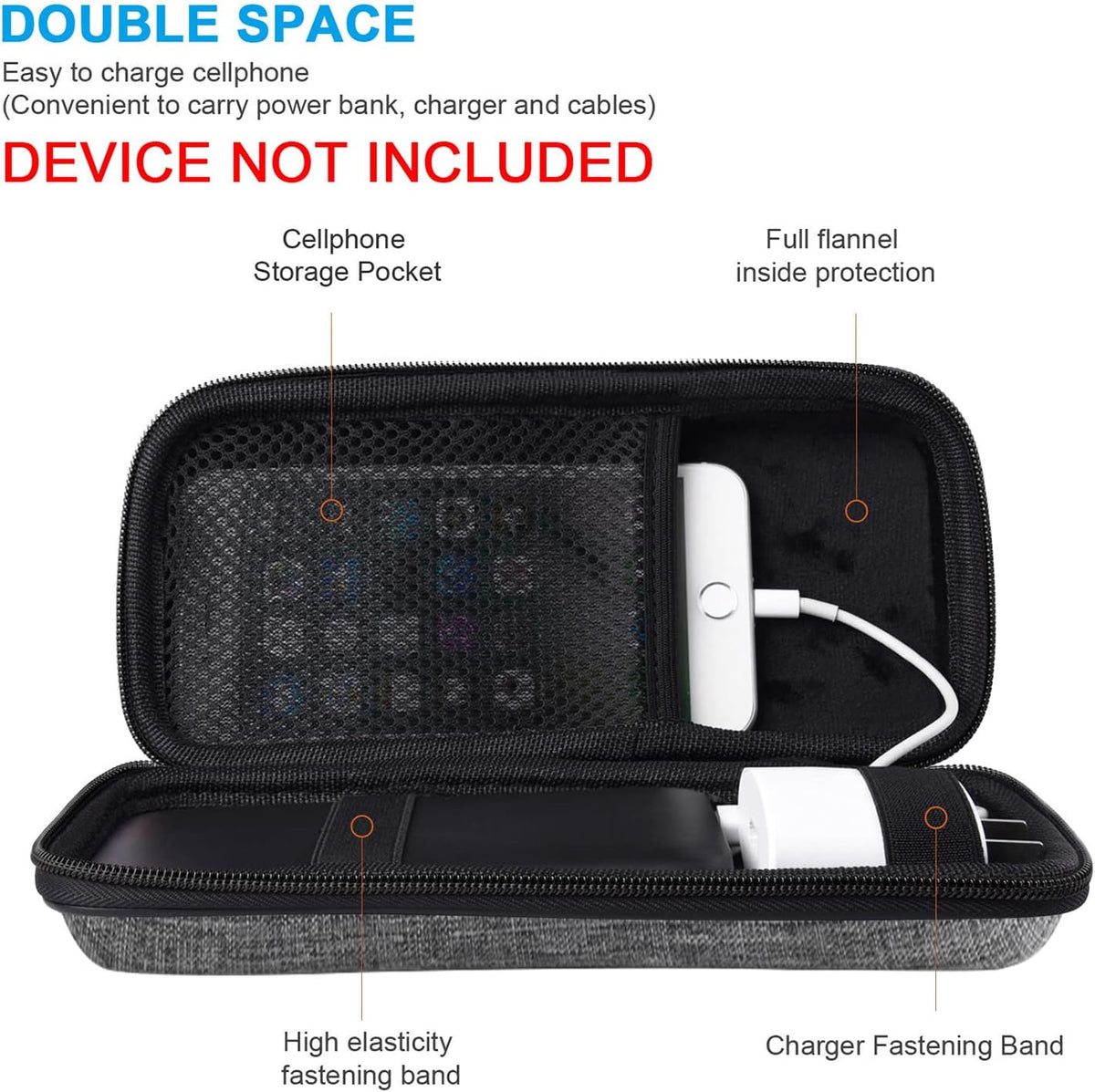 Powerbank Hard Drive Case Compatible with Anker Power Core 26800mAh/ PowerCore +26800mAh, RAV Power 26800/20100/20000mAh, ROMOSS 30000mAh, Miady 10000/15000mAh (Medium-Light Grey)